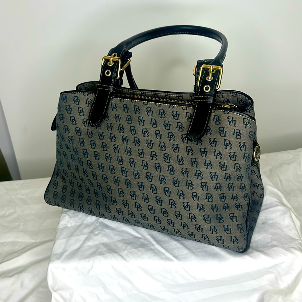 Dooney & Bourke satchel handbag. Black leather handles